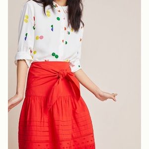 Anthropologie red skirt